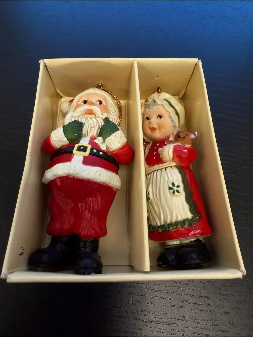 Vintage Holiday Memories Collector Santa & Mrs. Claus Holiday Ornaments